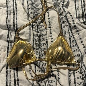 Metallic gold bikini top